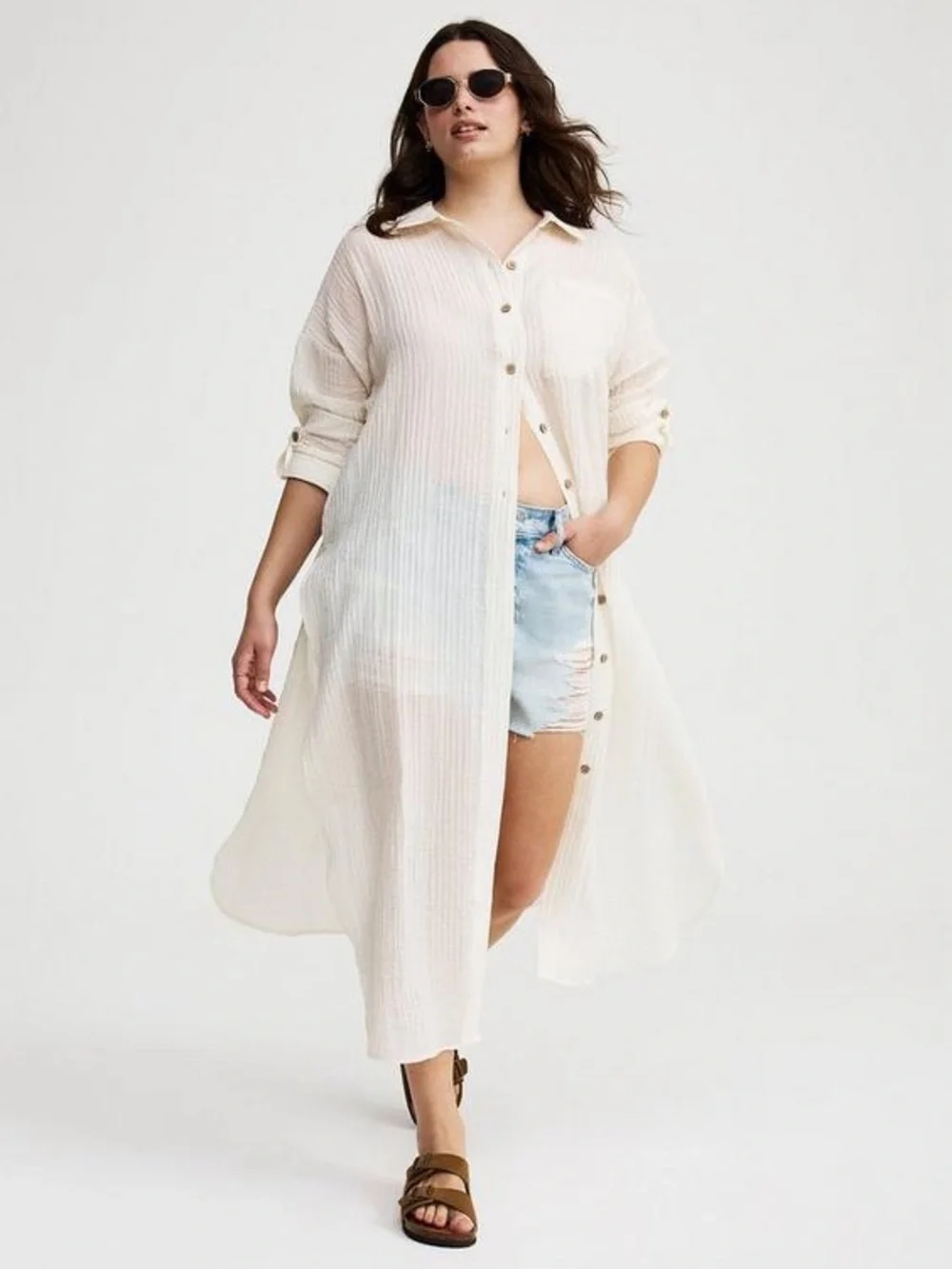 Torrid Gauze Open Front Shirt Kimono NWT Dew Size 1X - Picture 5 of 5